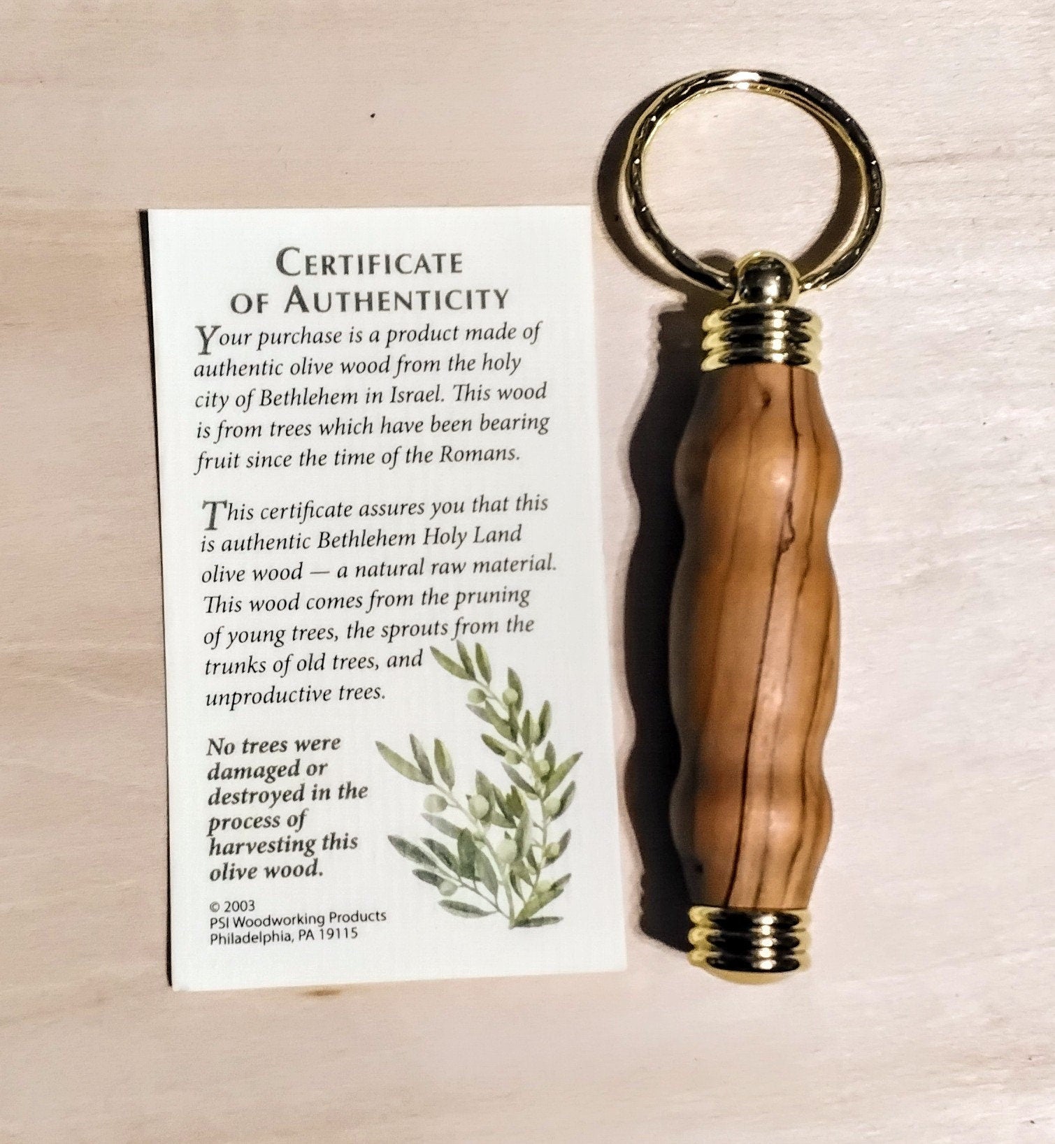 Bethlehem Olive Wood Handmade Key Chain With Holy Water Holy Soil Holy Land