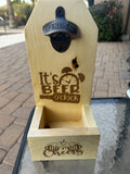 Wooden beer bottle opener handmade with engraving it’s time for beer and cheers
