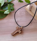 Olive wood cross pendant 20 inches necklace gift boxed