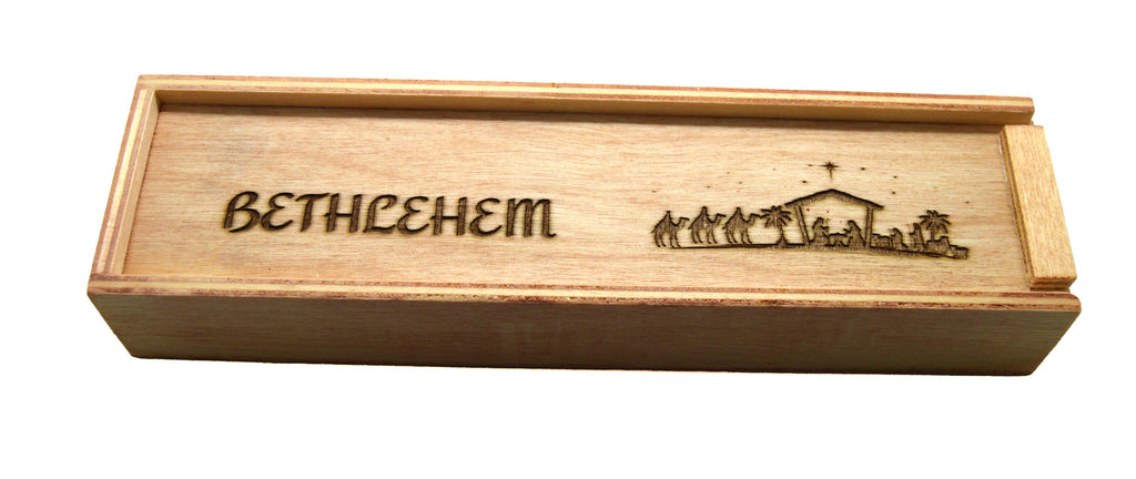 Olive wood from Bethlehem Israel hand turned pen with wooden gift box engraved Bethlehem Nativity Holy Family