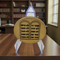 The Ten Commandments in Hebrew engraved challenge coin made from brass or alloy comes with display stand