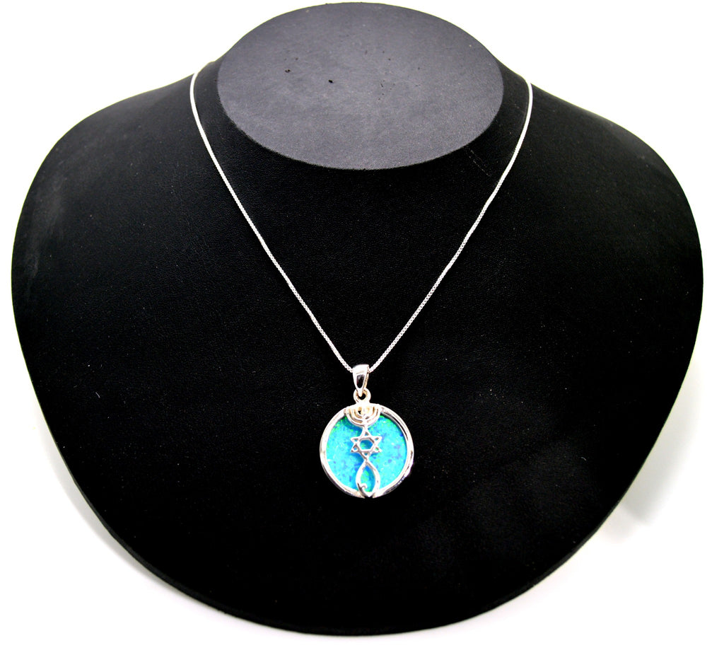 Messianic Seal with Opal Stone - Oval 925 sterling silver from Israel