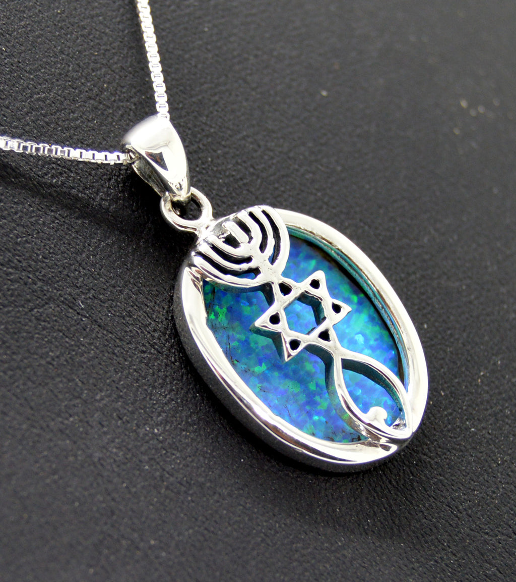 Messianic Seal with Opal Stone - Oval 925 sterling silver from Israel (Copy)
