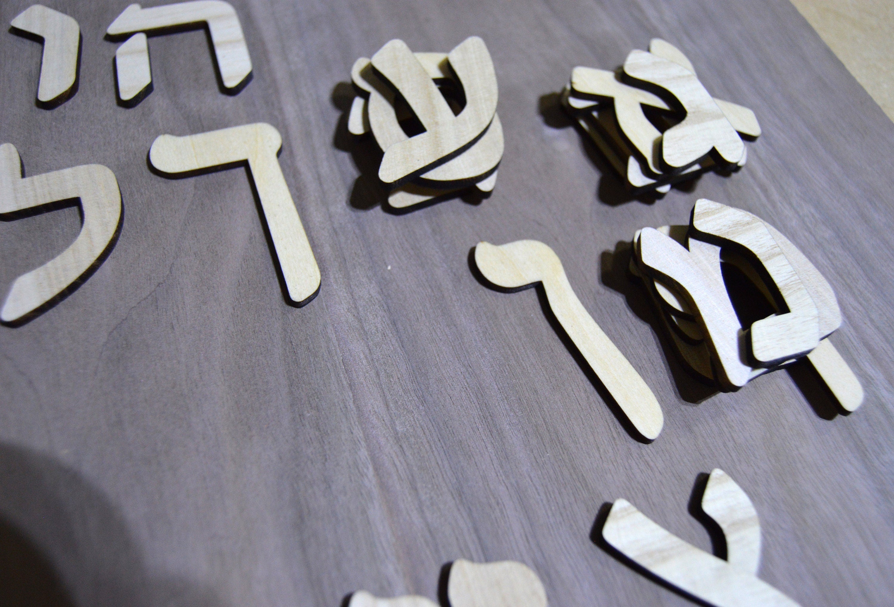Hebrew Alphabet wooden cut letters size 45 mm / 1.5"  set of 27 characters new