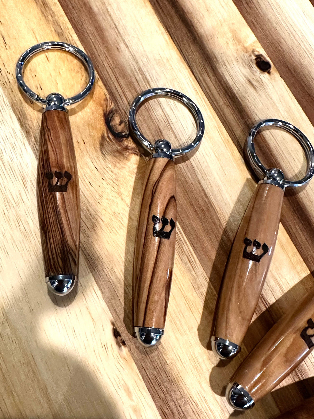 keychain mezuzah olive wood from Jerusalem Israel handmade wood turning include a non kosher scroll inside the tube