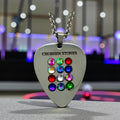 Ephod Hoshen Breastplate 12 Tribes Israel Heart Pendant engraved in English with Rhinestones Stainless Steel 20” Necklace