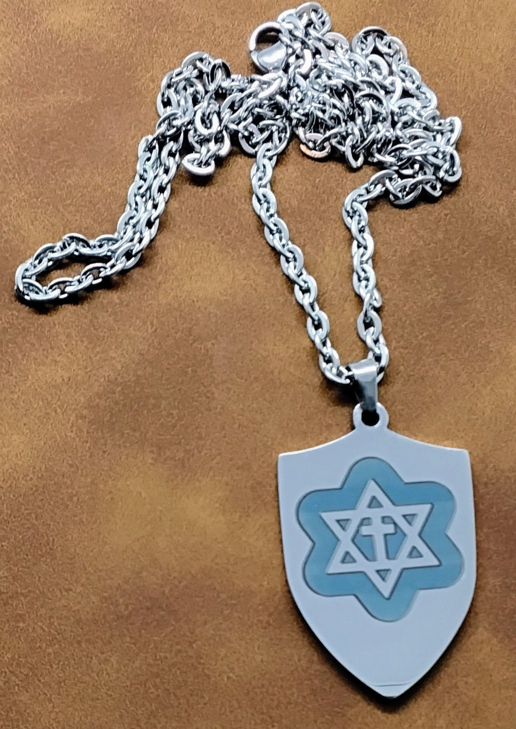 Star of David with the stainless steel Messianic Jewish pendant pendant engraved  20" necklace gift boxed.