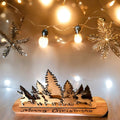 Wooden Christmas tree with 4 standing Reindeers handmade from Cedar and basswood and engraved Merry Christmas