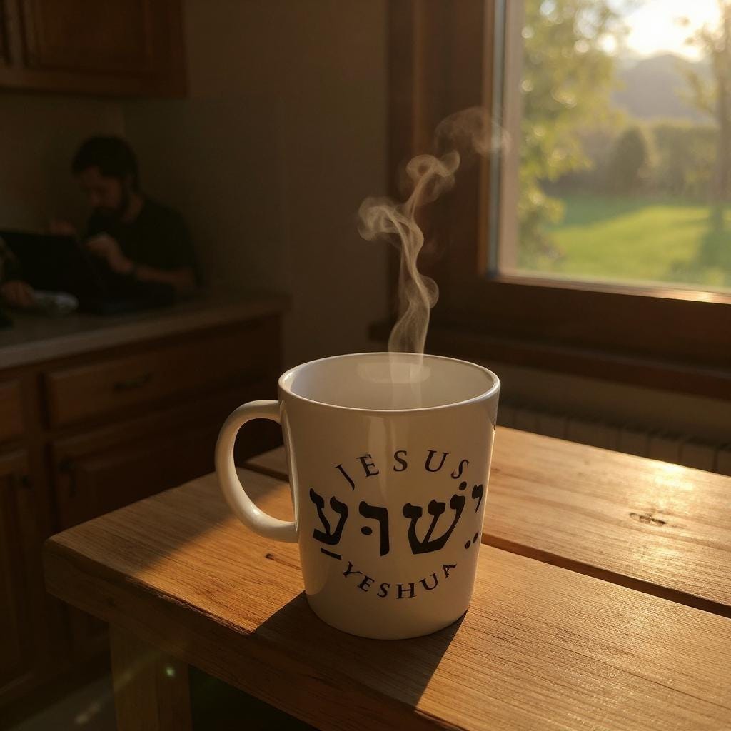 Yeshua Hebrew and English Jesus ceramic coffee mug cup dishwasher and microwave safe available in 12oz or 15oz