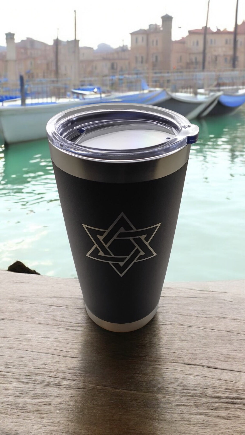 20oz Stainless Steel Tumbler with Lid engraved Jewish Star of David travel mug