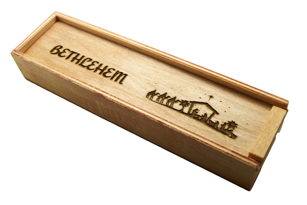 Olive wood from Bethlehem Israel hand turned pen with wooden gift box engraved Bethlehem Nativity Holy Family