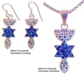 Grafted In Messianic Seal necklace and earrings set 925 silver with blue crystals