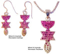 Grafted In Messianic Seal necklace and earrings set 925 silver with pink crystals