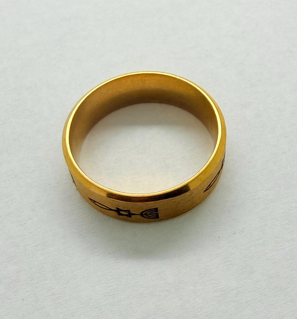 Messianic Seal Grafted In Israel ring engraved with the Star of David menorah and fish