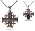 Large 925 Silver Jerusalem Cross Necklace hand made in the Holy Land 20 inches box chain