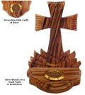 Olive Wood Crucifix with Holy Earth on Base from Bethlehem