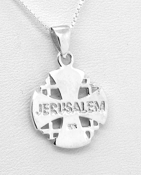 Ornate Jerusalem Cross Turquoise Necklace Holyland Christian pendant from Israel