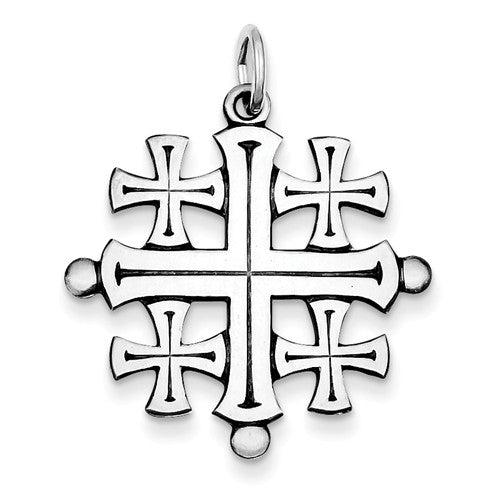 Sterling Silver Antiqued Jerusalem Cross Pendant