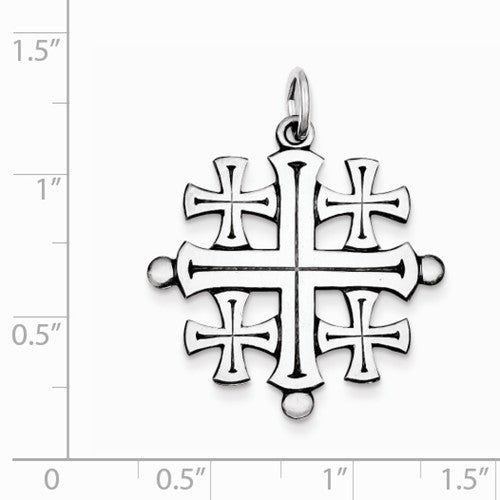 Sterling Silver Antiqued Jerusalem Cross Pendant