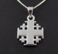 Sterling Silver Jerusalem Cross Pendant 20mm 3/4" hand made in the Holy Land 18" silver necklace
