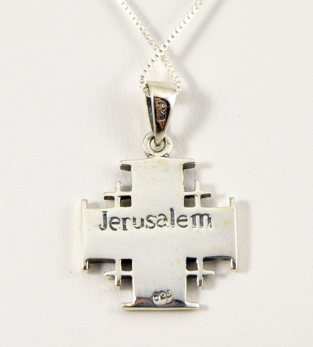 Sterling Silver Jerusalem Cross pendant 1" with Abalone Sea Shell with 18" silver necklace