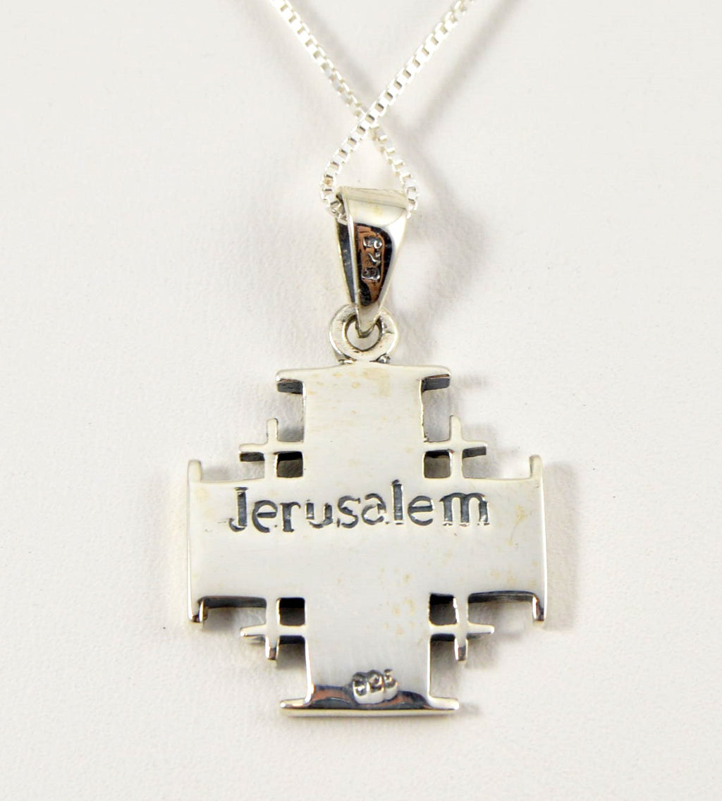 Sterling Silver Jerusalem Cross pendant with Abalone Sea Shell with 18" silver necklace