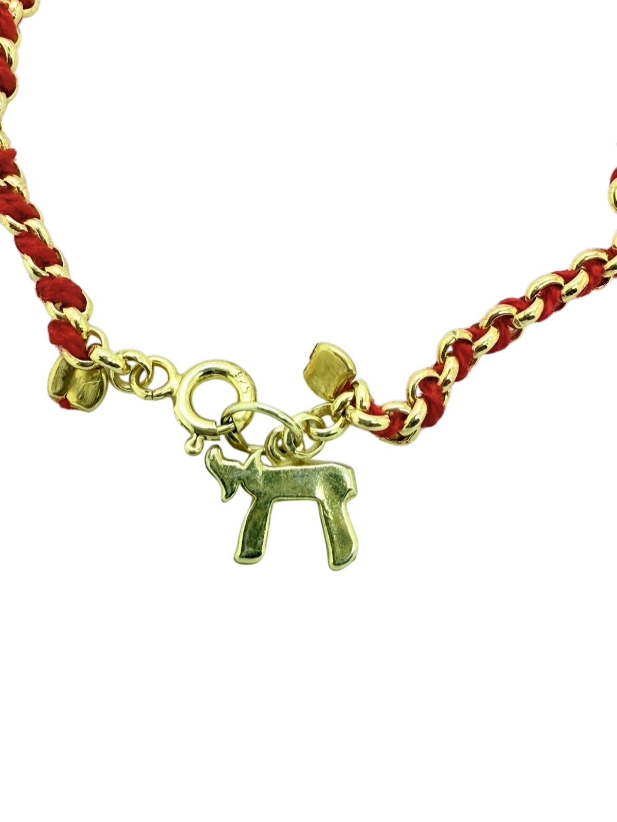 Red string bracelet kabbalah 925 Sterling Silver Gold plated Chai Life Protection 6.5”